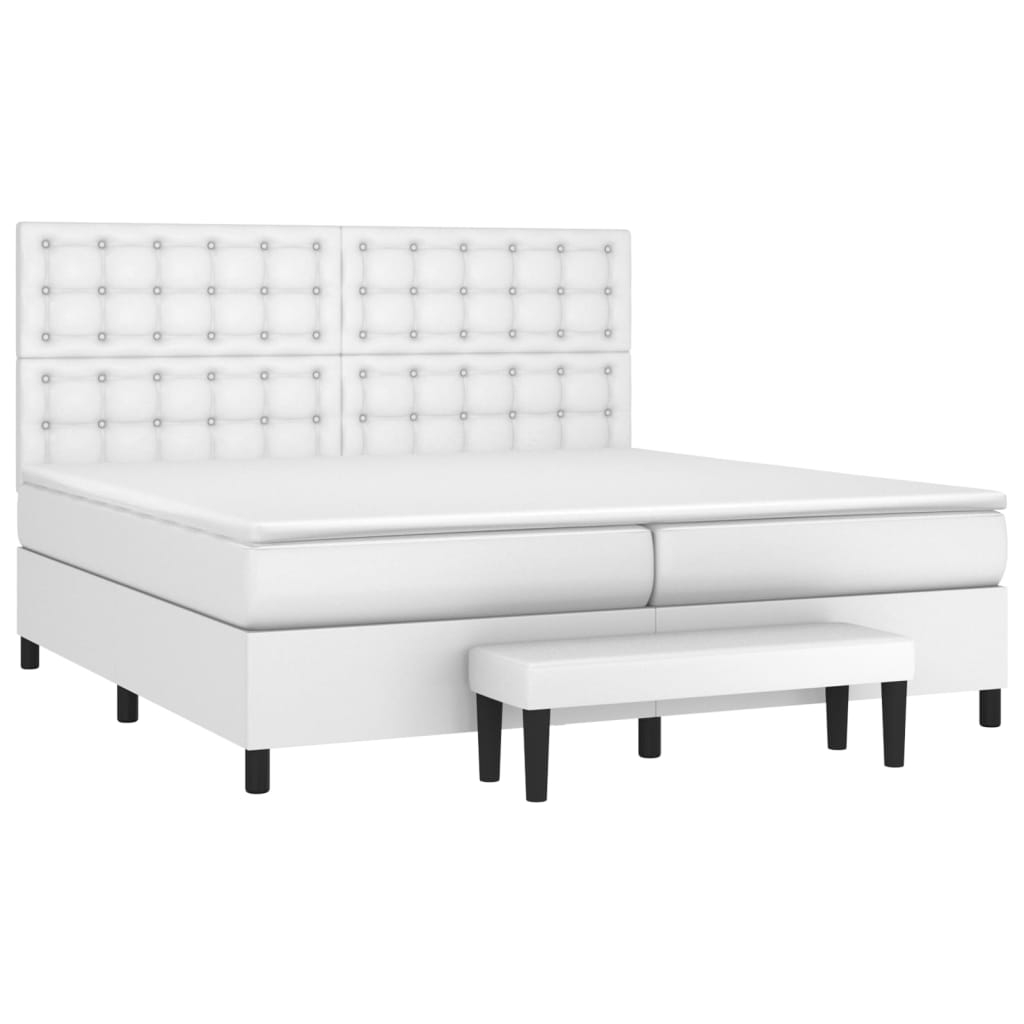 vidaXL cama box spring con colchón cuero sintético blanco 200x200 cm
