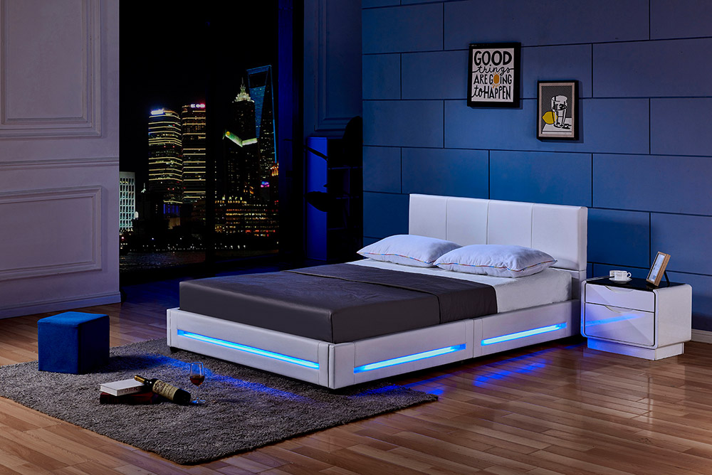Cama LED asteroid - 160 x 200 cm blanco