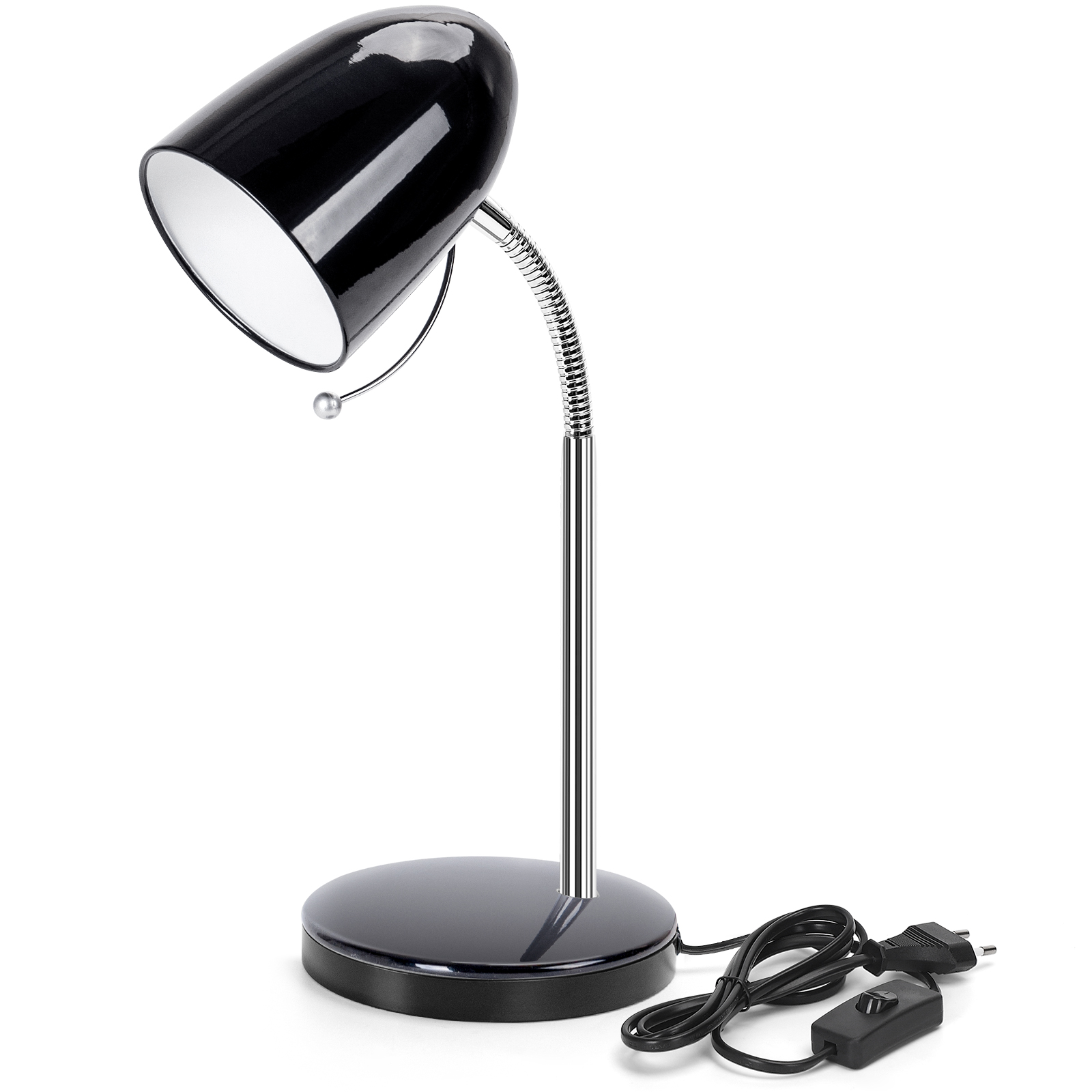 Aigostar lámpara de escritorio retro metal E27, cable 153cm, negro