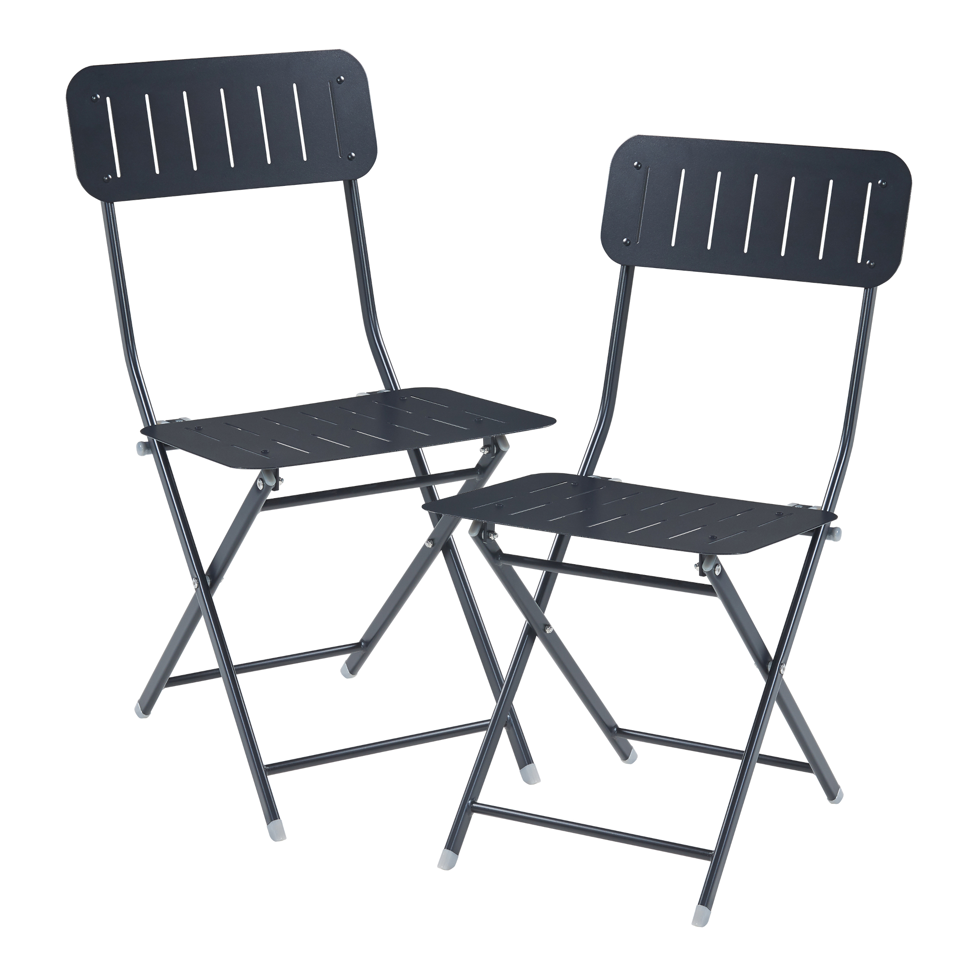 Set de 2 sillas plegables sande acero 85x42x50cm - negro [en.casa]