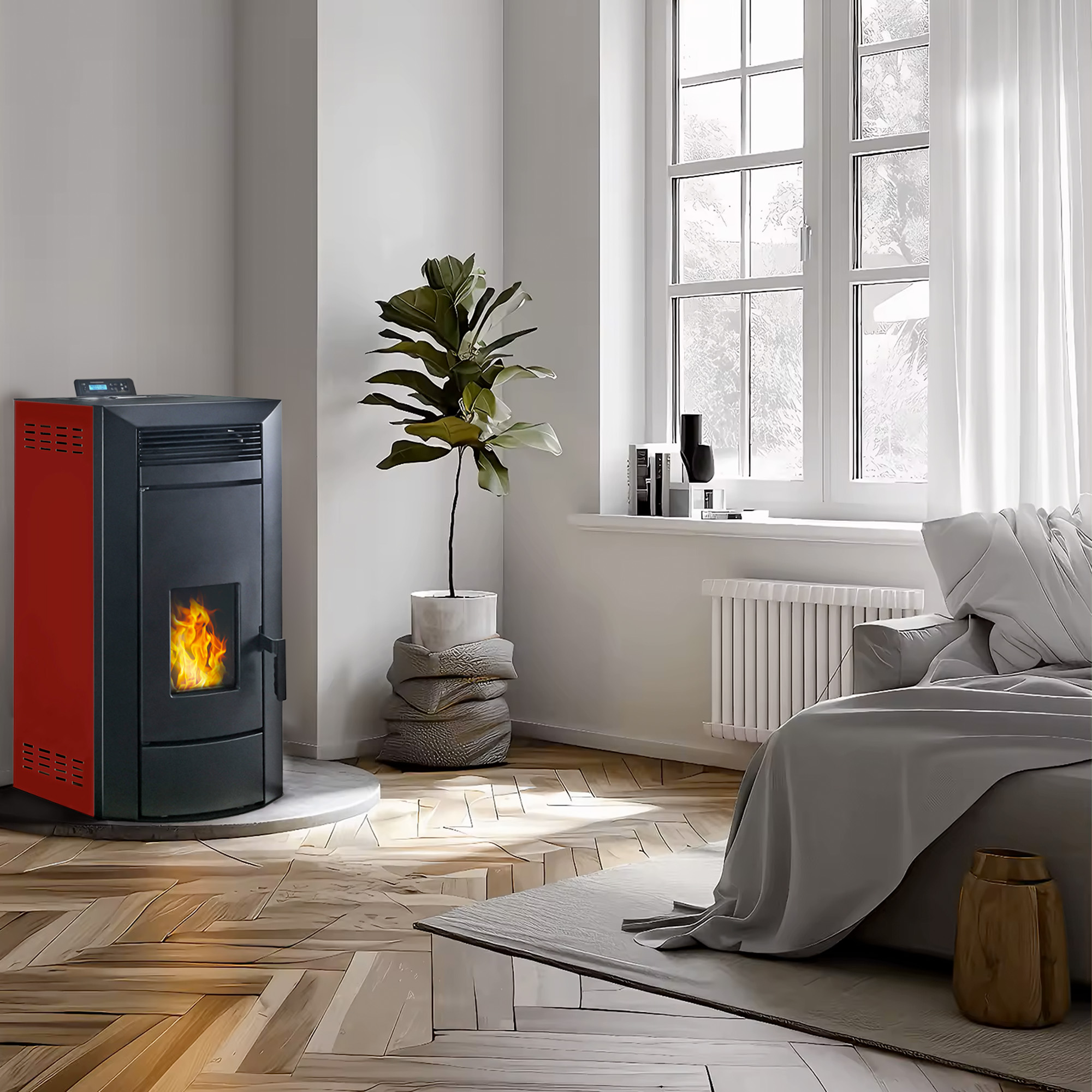 Estufa de pellets hidráulica estanca kleona 22,7 kw burdeos sannover + kit