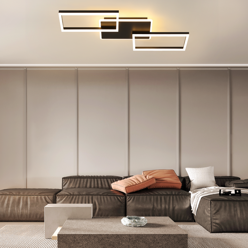 Nettlife lámpara de techo LED negro 80x45cm
