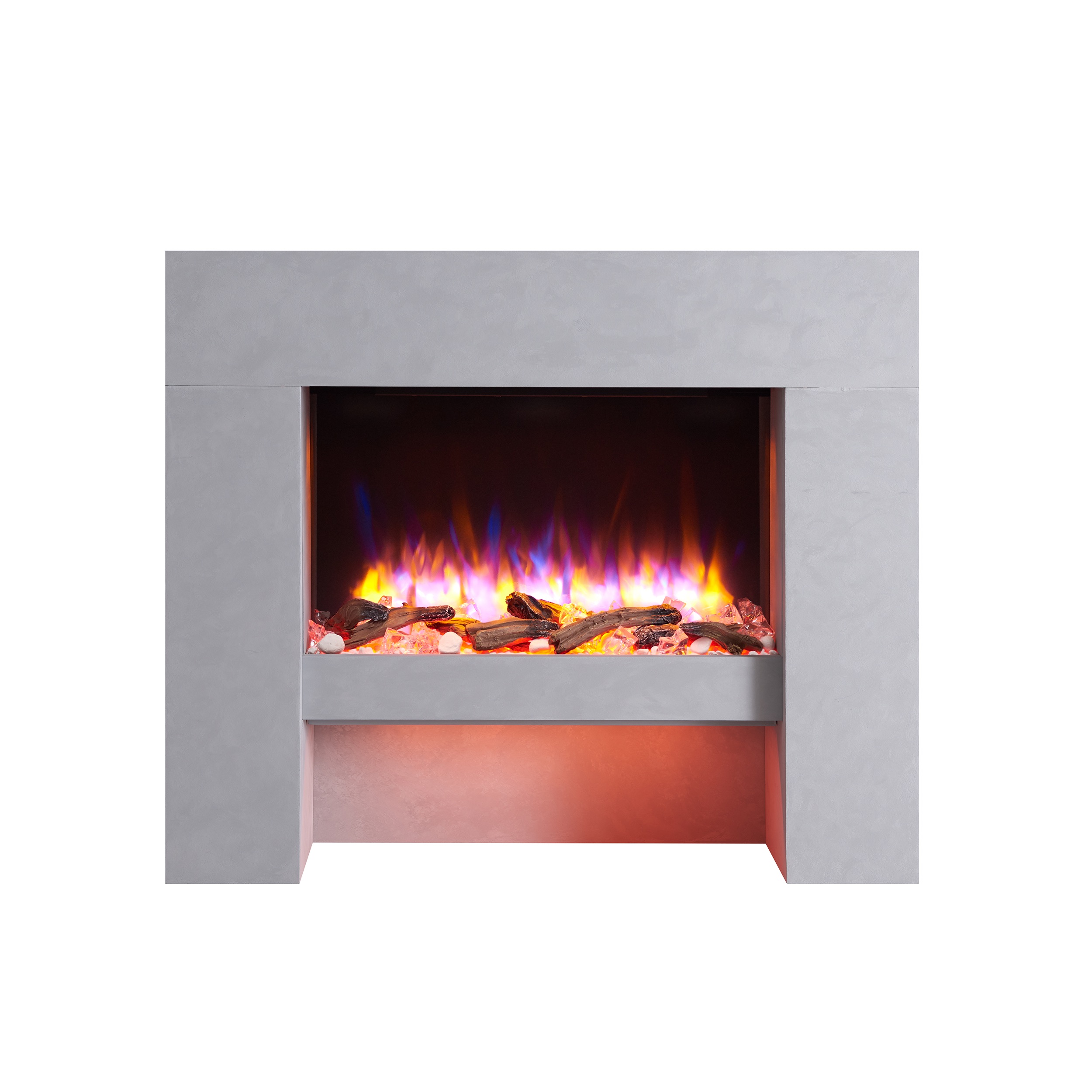 Chimenea eléctrica BALDERIA Naran - chimenea de pie, 2000w - gris hormigón