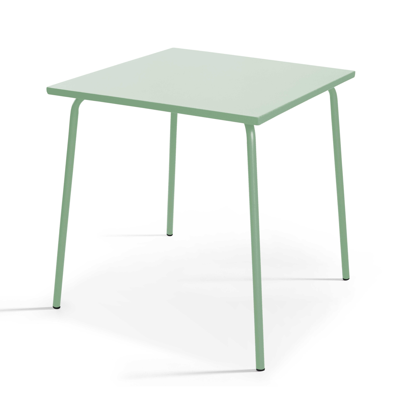 Oviala - mesa de jardín cuadrada de metal verde salvia 70cm