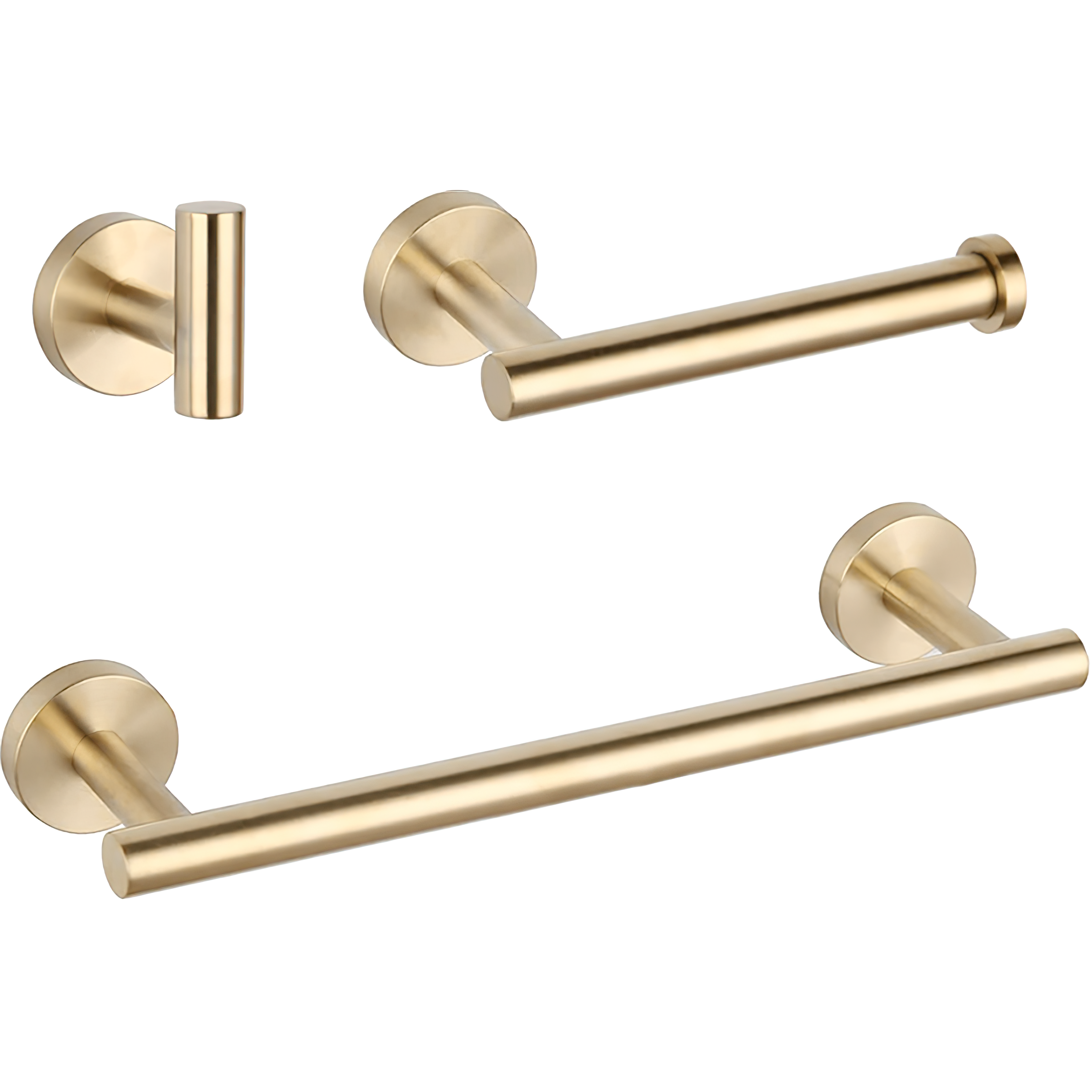 Valaz accesorios baño dorado cepillado toallero 40cm+2perchas+portarollos