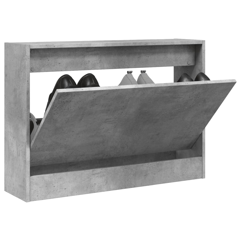 Mueble zapatero madera de ingeniería gris hormigón 80x21x57 cm