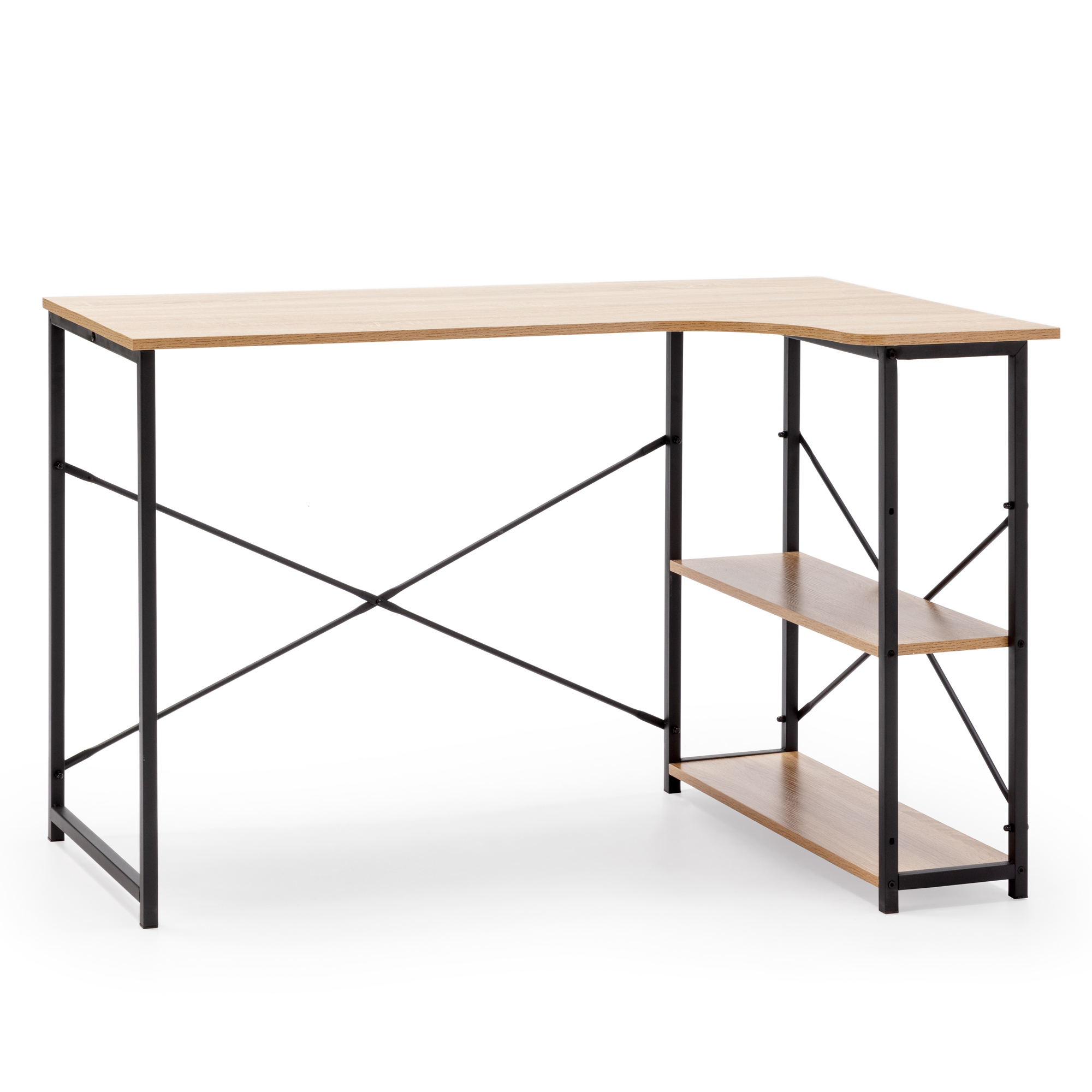 Mesa de escritorio juani 2 estantes negro, estilo industrial, 120 cm