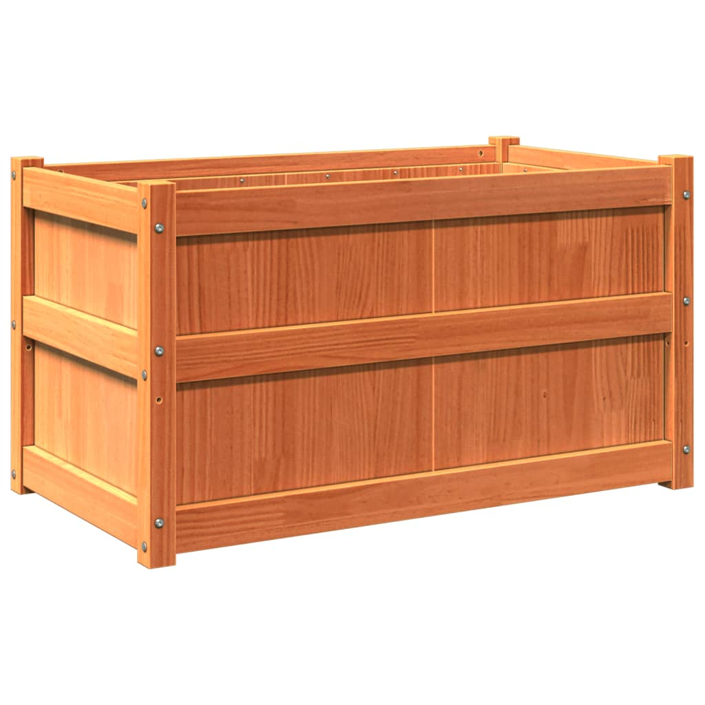 vidaXL jardinera exterior madera maciza pino marrón cera 90x50x50 cm