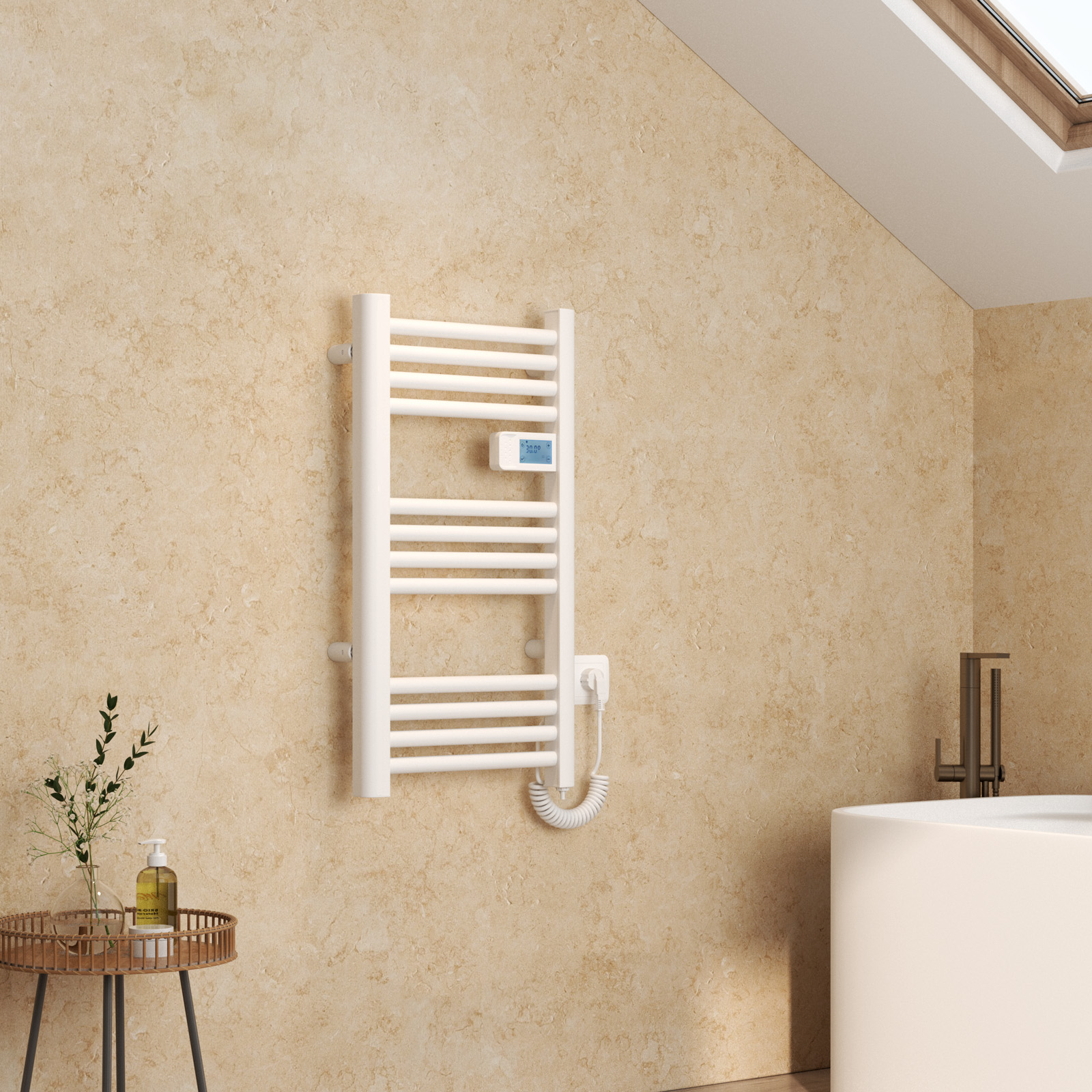 Emke toallero eléctrico aluminio 750x400 mm blanco 180 w control táctil
