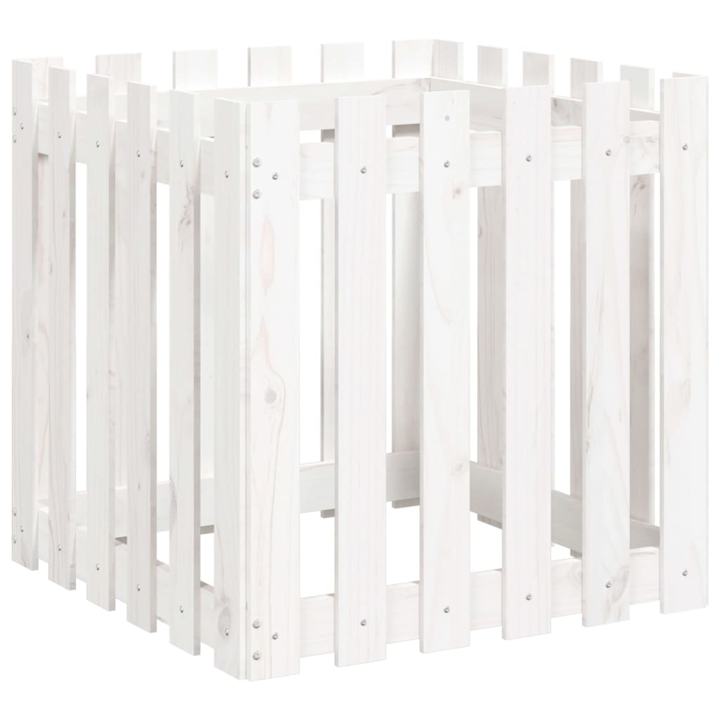 vidaXL jardinera diseño de valla madera maciza pino blanca 60x60x60 cm