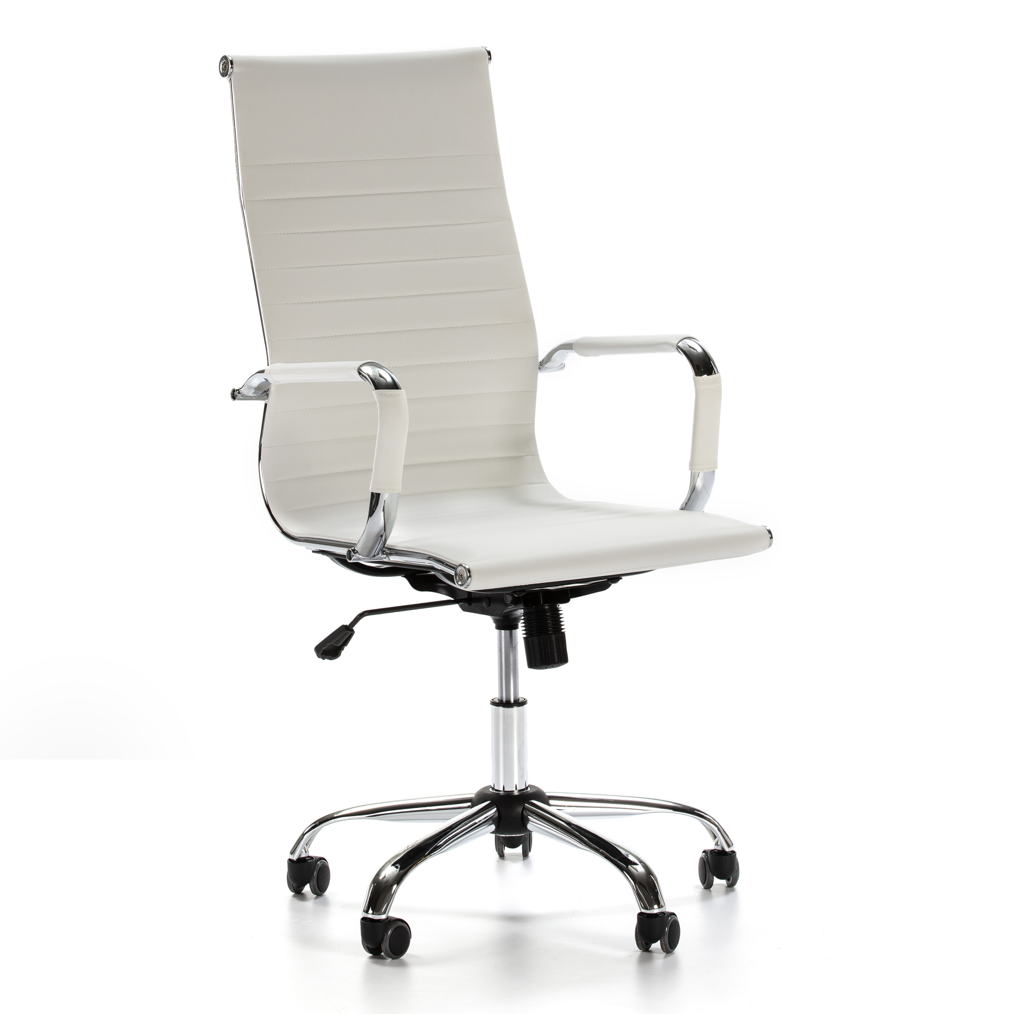 Sillón de oficina londres blanco, piel sintética, altura ajustable