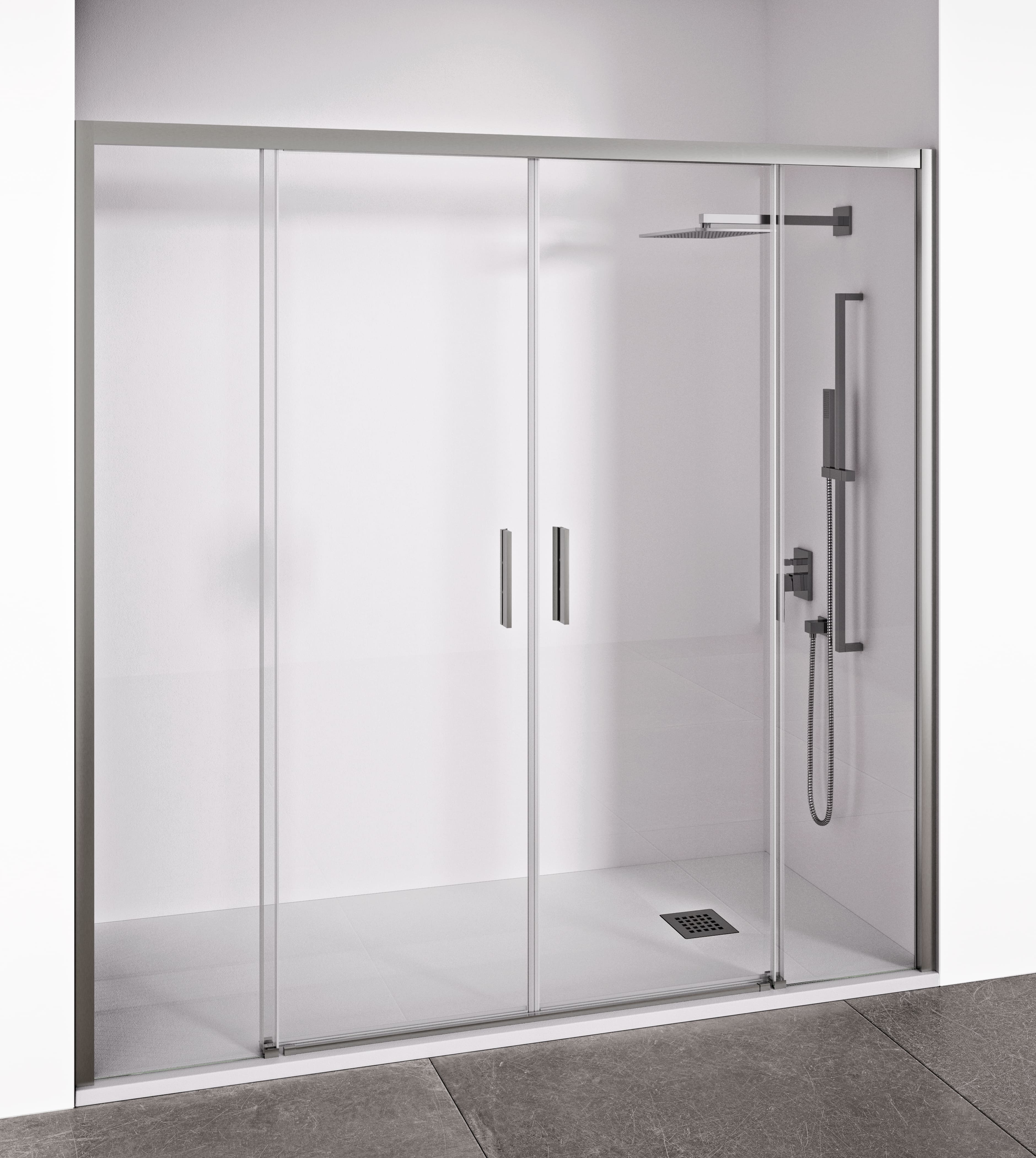 Mampara de ducha frontal plata 180-185 cm bellobath