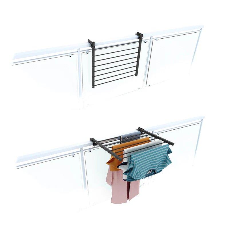 Tendedero retráctil baranda, 62 cm, foxydry duo, antracita