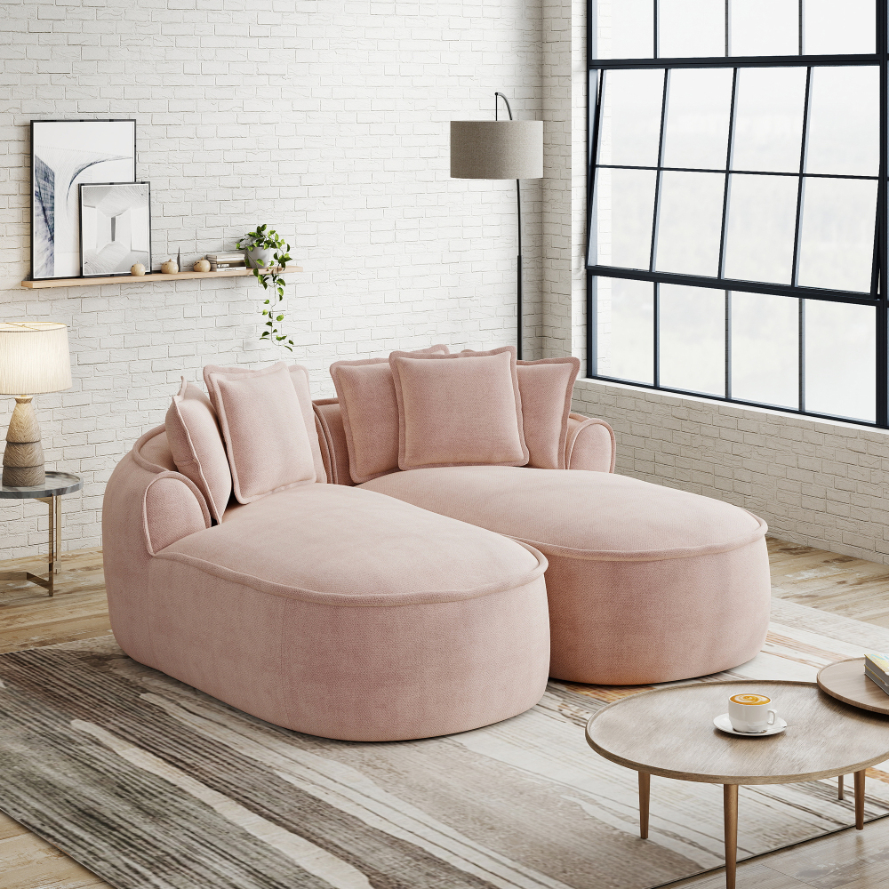 Sofá modular chenilla rosa 2 plazas convertible chaise longue sofá cama