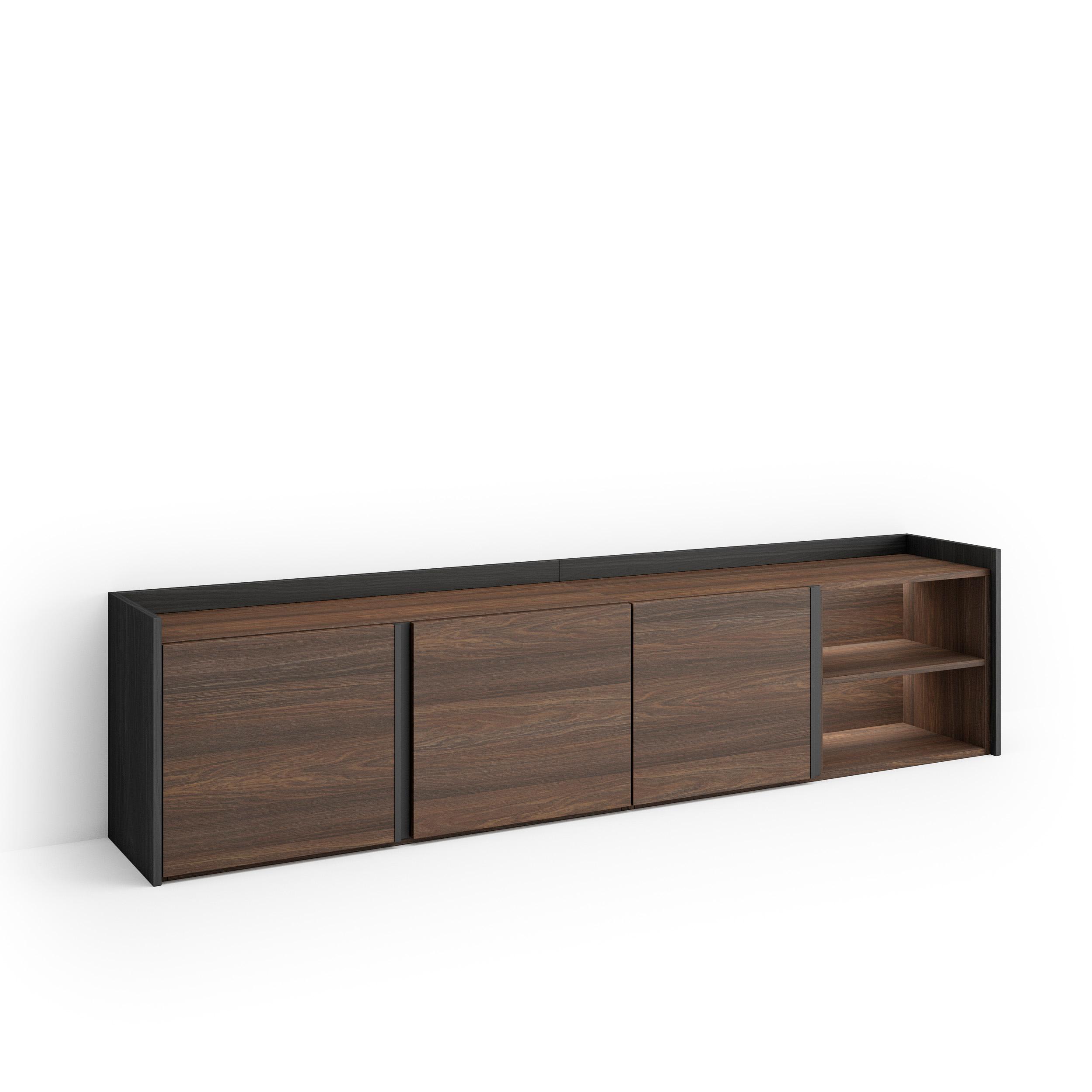 Mueble tv, 207x35x50cm, roble oscuro y negro, LED rf4641