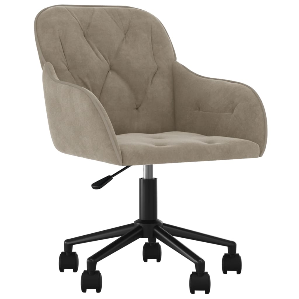 Silla giratoria de oficina/estudio terciopelo gris claro 02_0024118