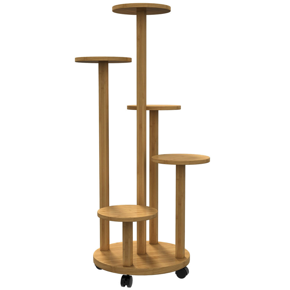 Soporte para planta 33x33x90 cm bambú color marrón Outsunny