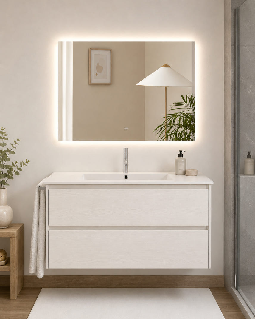 Mueble de baño con lavabo ibiza sin espejo 120x45 cm 1 seno blanco nórdico