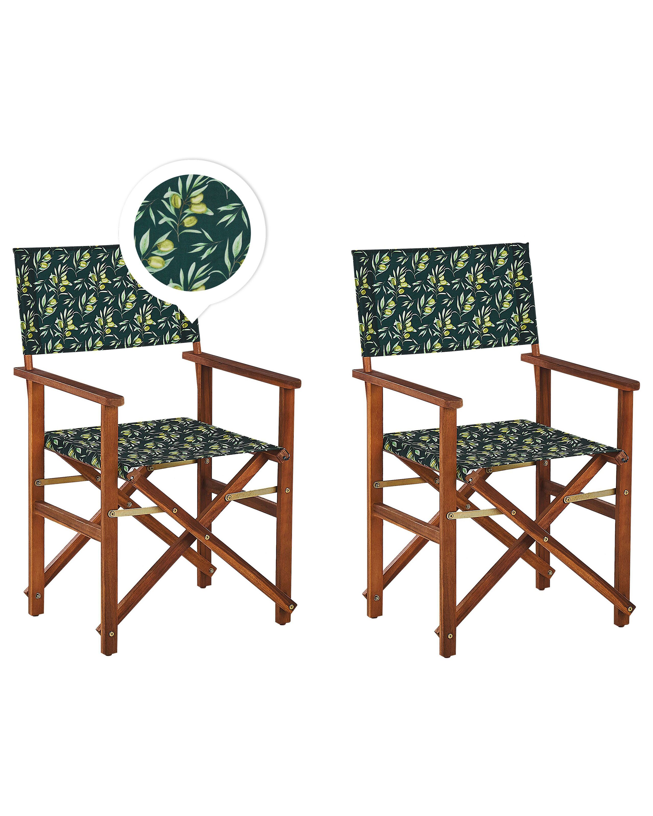 Conjunto de 2 sillas de jardín cine madera de acacia verde oscuro