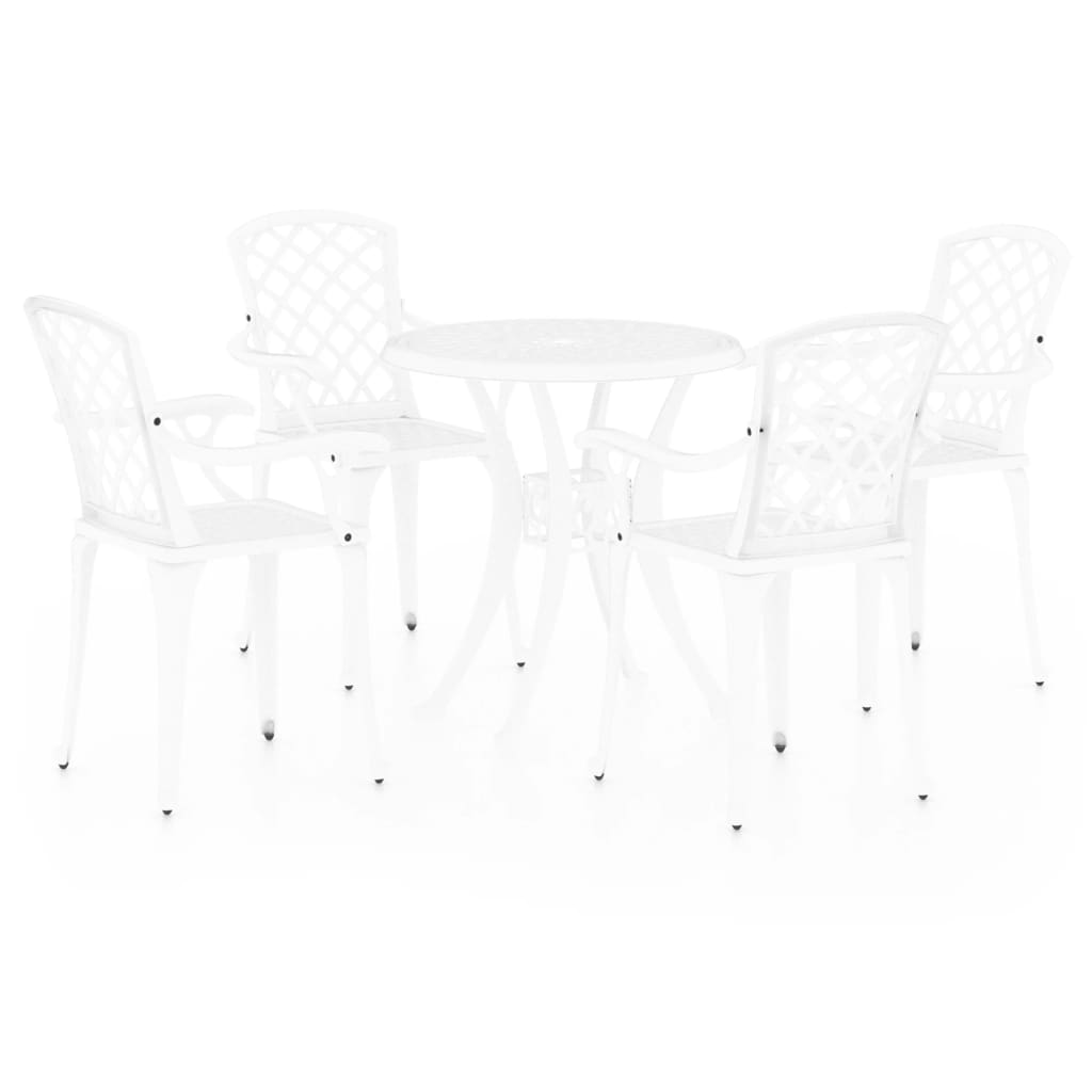 vidaXL mesa y sillas de bistró 5 piezas aluminio fundido blanco