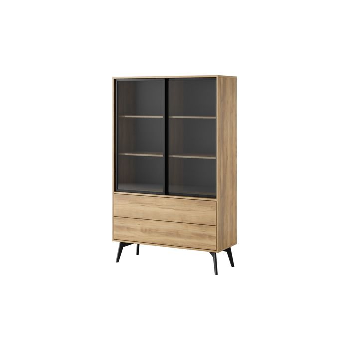 Vitrina contemporánea roble barroco dorado - 2 puertas - 100 x 165 x 39 cm