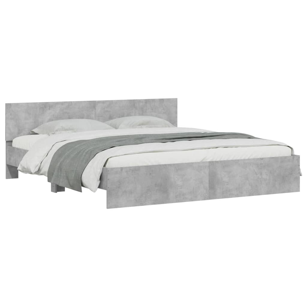vidaXL estructura de cama con cabecero gris hormigón 180x200 cm