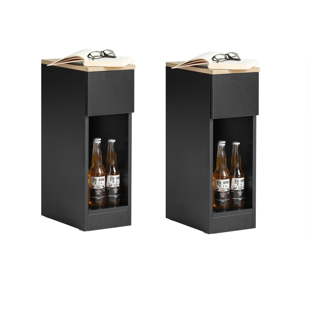 Sobuy 2 mesitas de noche negras 35x20x60 cm