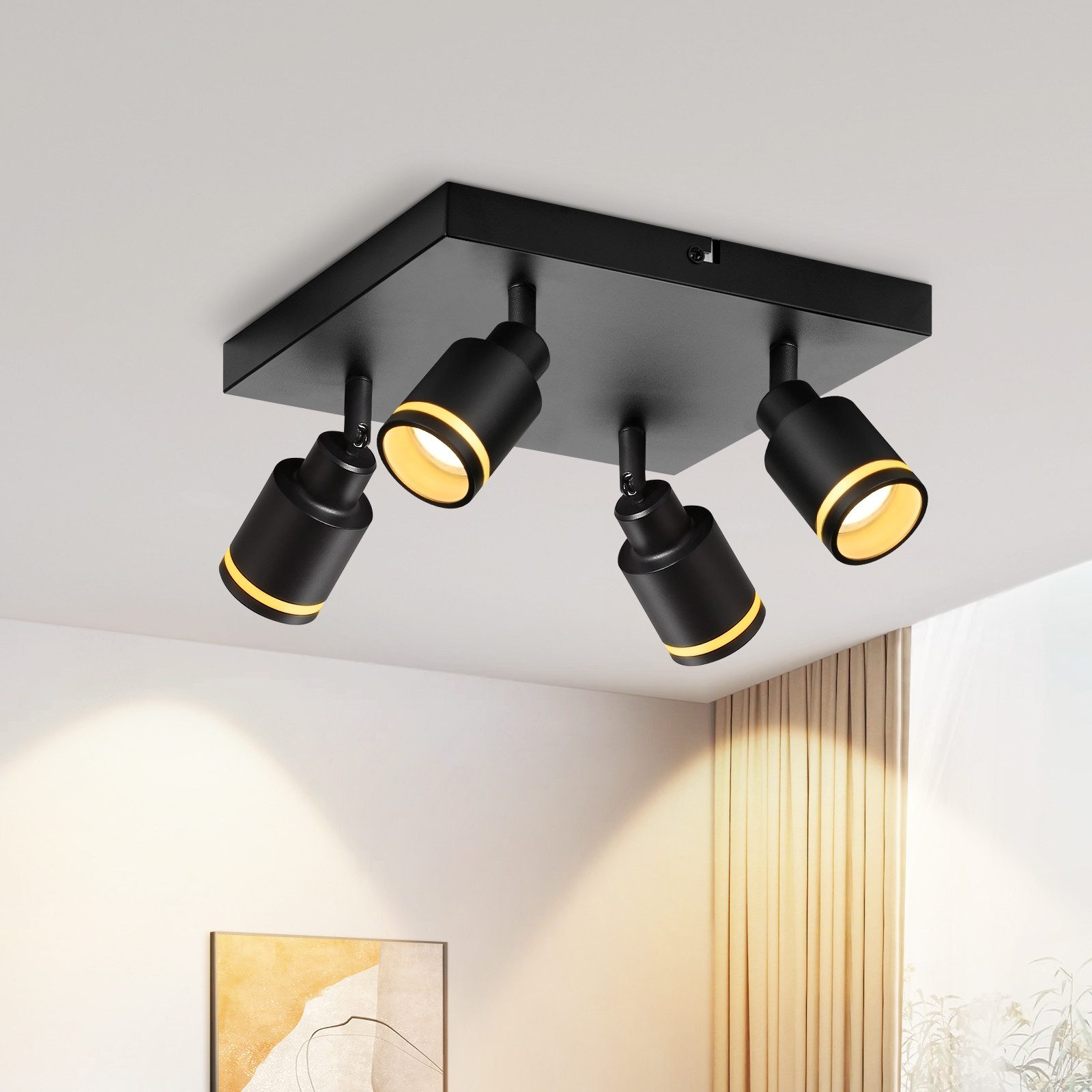 Nettlife lámpara de techo negro gu10 25x25