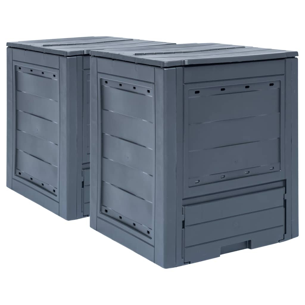 vidaXL compostadores de jardín 2 unidades gris 520 l 60x60x73 cm
