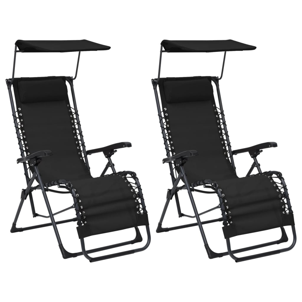vidaXL sillas plegables 2 unidades textilene negro