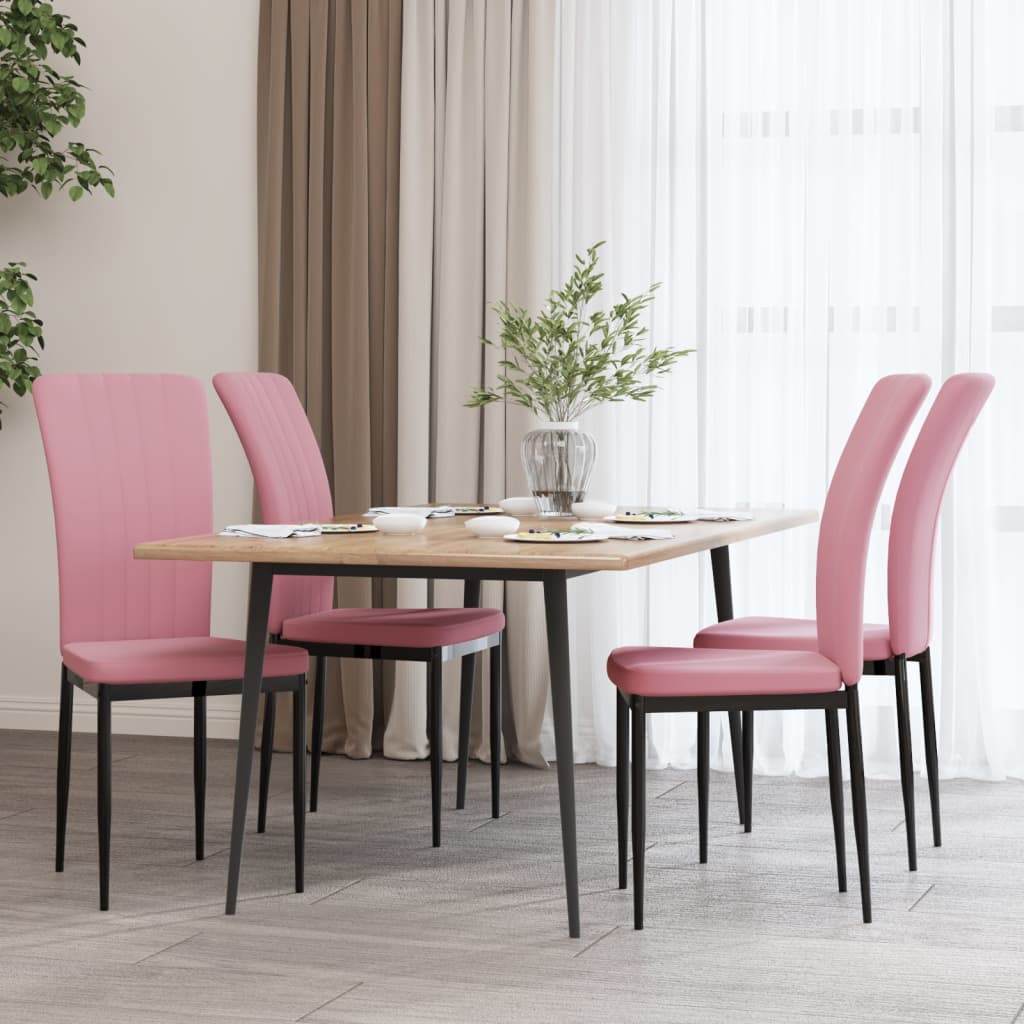 Sillas de comedor 4 unidades terciopelo rosa qweo8197