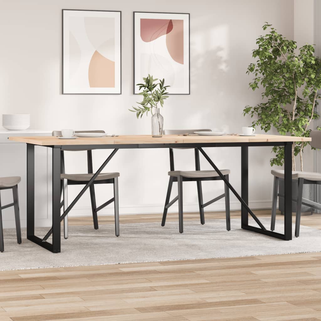 Mesa de comedor marco o madera maciza pino acero 200x100x75,5cm oif562788