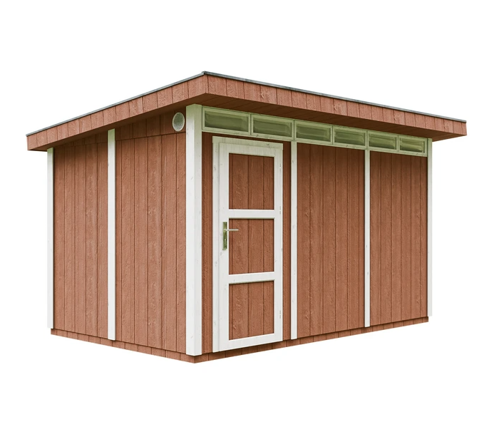 Caseta de jardín Timbela m904-redwood red, 8,7 m², premium, 412×279 cm