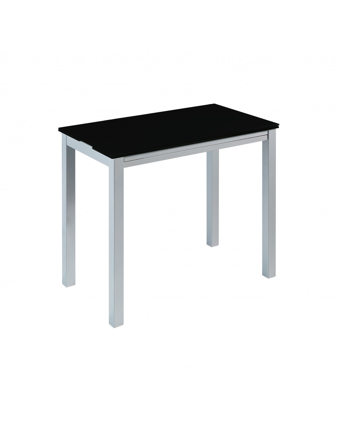 Momma Home mesa cocina extensible Londres, cristal negro patas metal