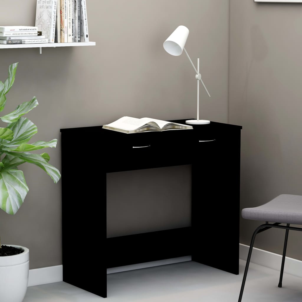 Escritorio de madera contrachapada negro 80x40x75 cm