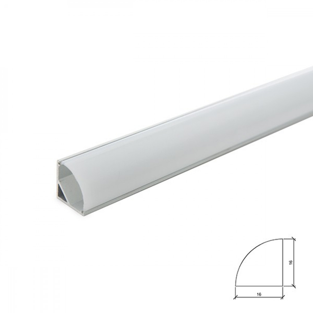 Perfíl aluminio para tira LED instalación esquinas - difusor opal x 2m