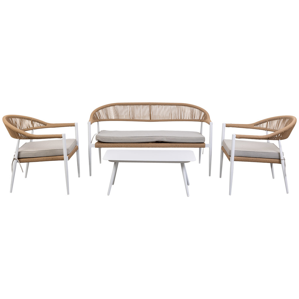 Mesa, sofa y 2 sillones multicolor 100x55x45,68x69x75,138x69x75