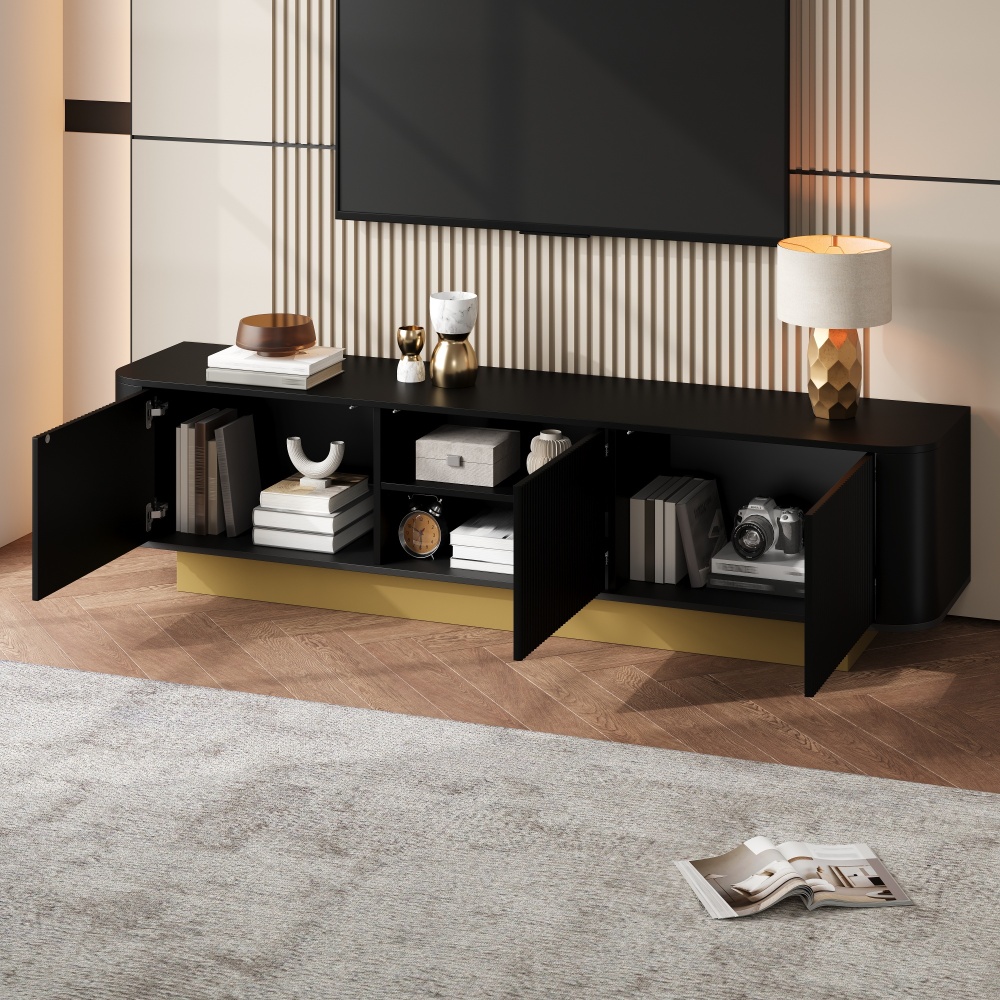 Mueble de tv con 3 puertas negro 47x170x40,5cm