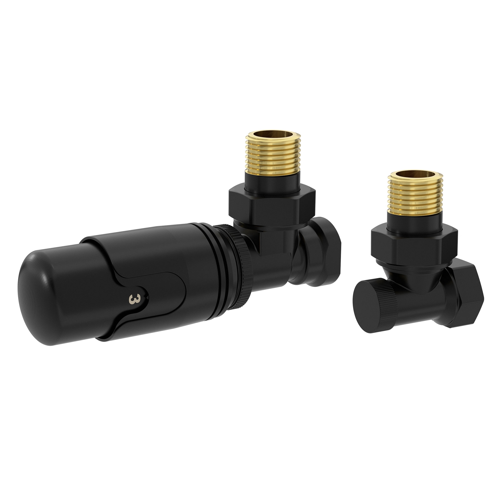 Válvula mezcladora termostática + racor color negro para radiadores