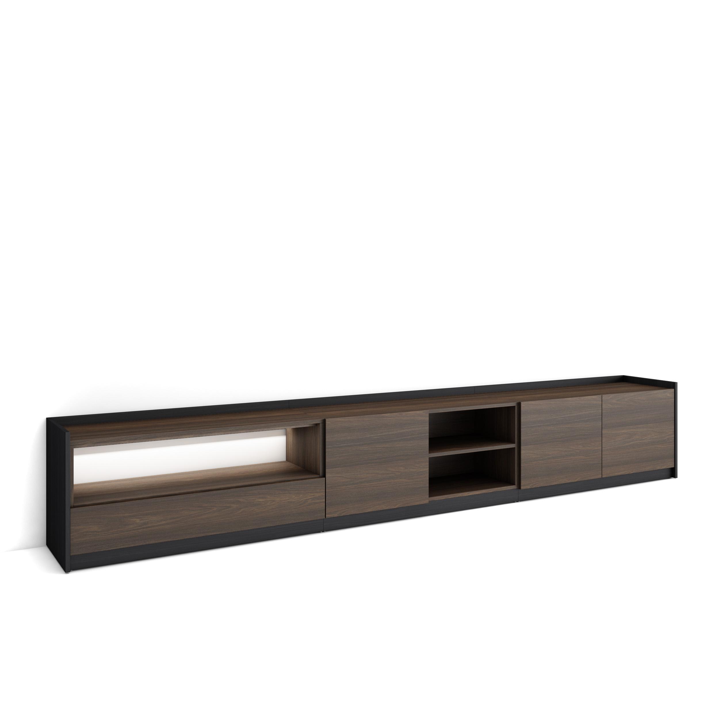 Mueble tv, 310x37x50cm, roble oscuro y negro, LED rf4905
