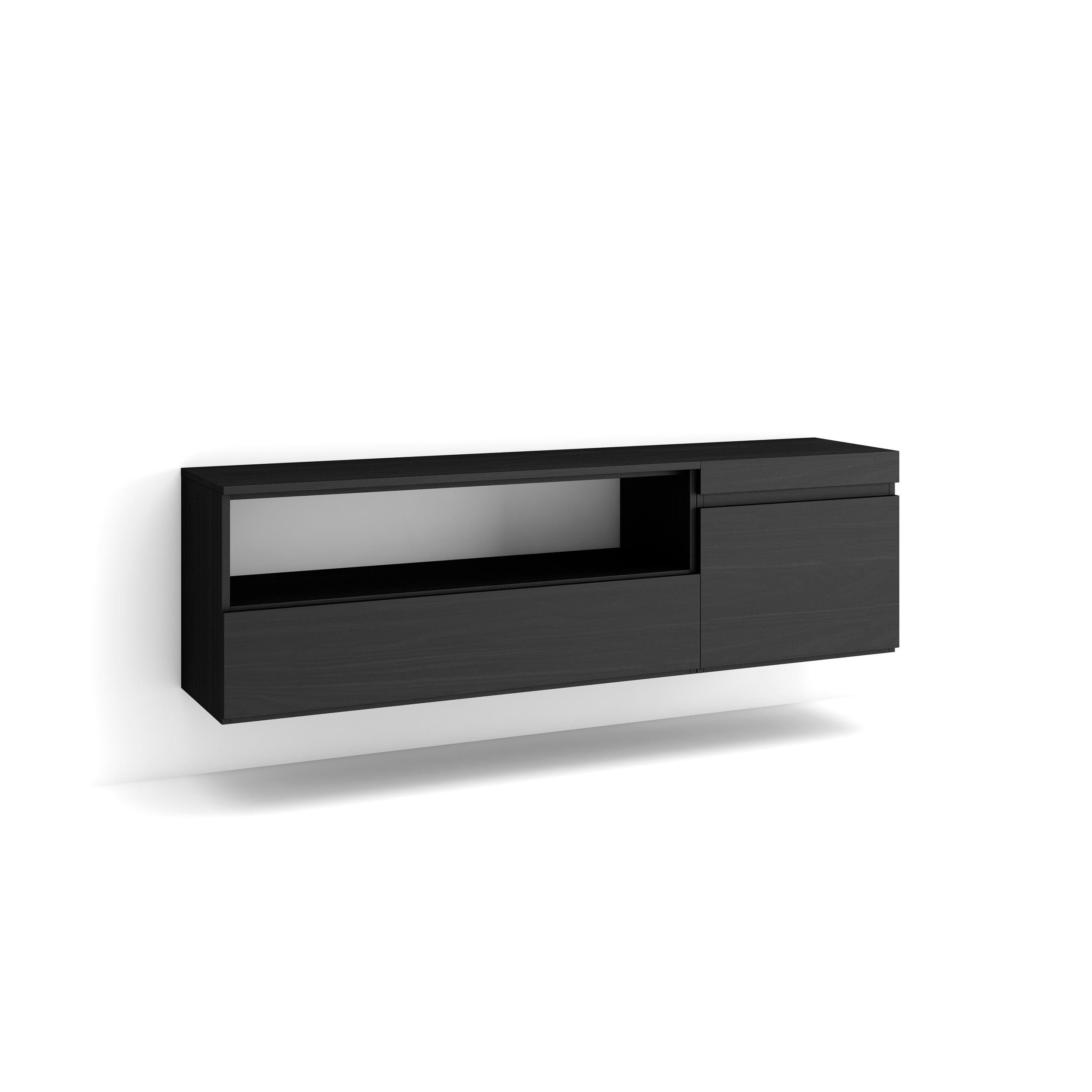 Mueble tv, 150x35x45cm, negro, colgado, suspendido rf2477