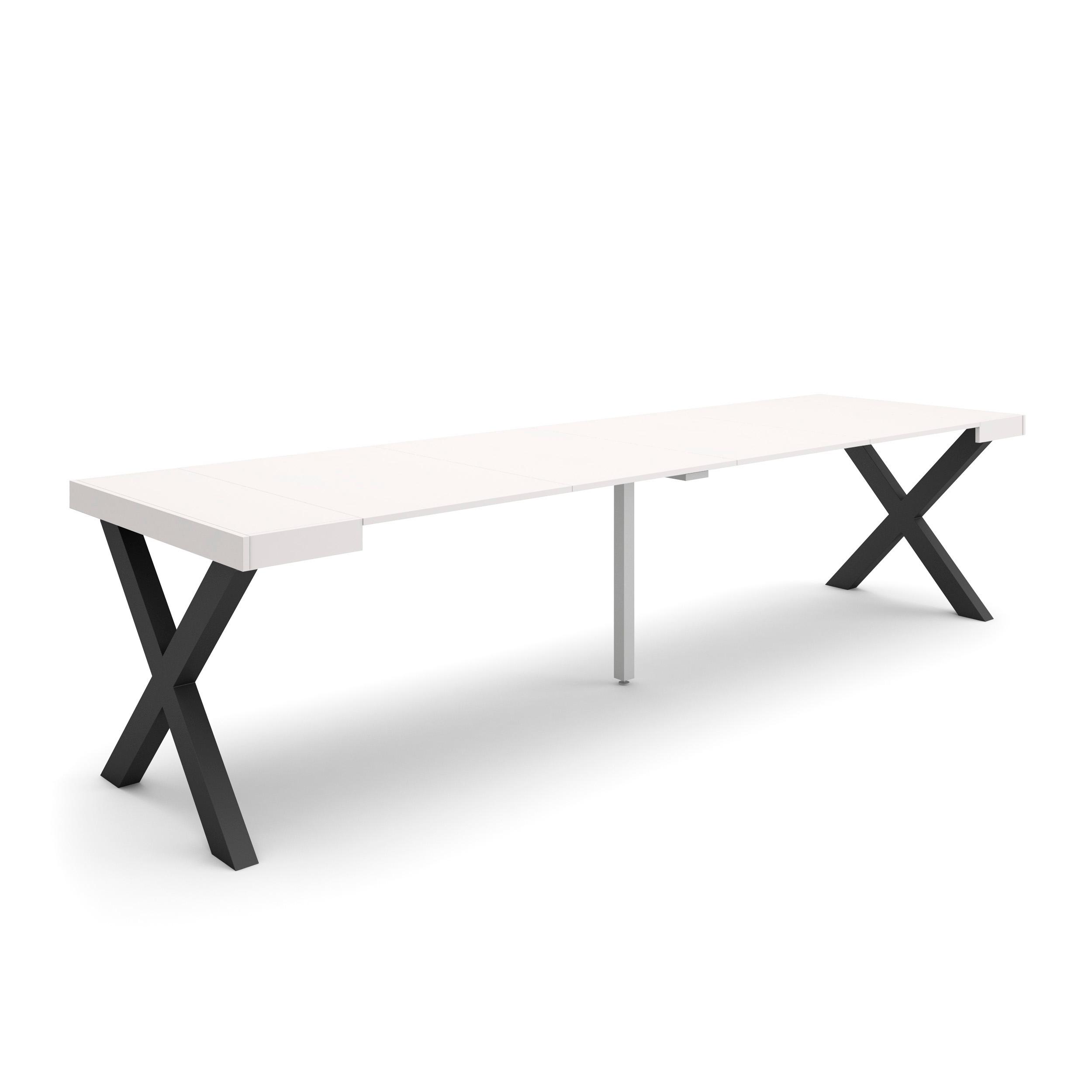 Mesa consola extensible, 58/302x90x73cm, blanco, patas madera maciza rf2821