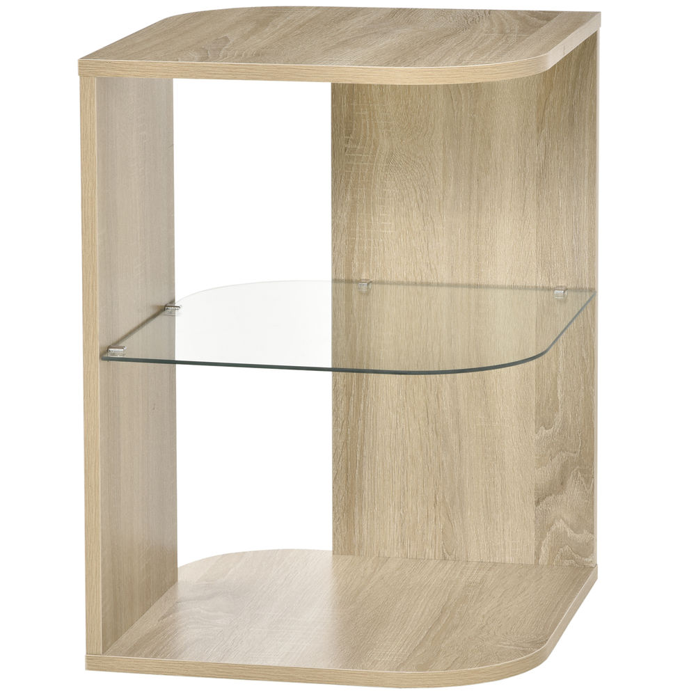 Mesita auxiliar de salón 40x40x56 cm mdf, vidrio color marrón Homcom