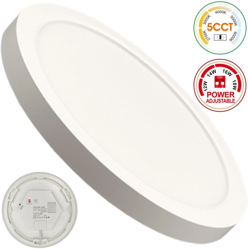 Plafon LED techo circular blanco 230mm, 18w, 2160lm, cct 2700k a 6000k