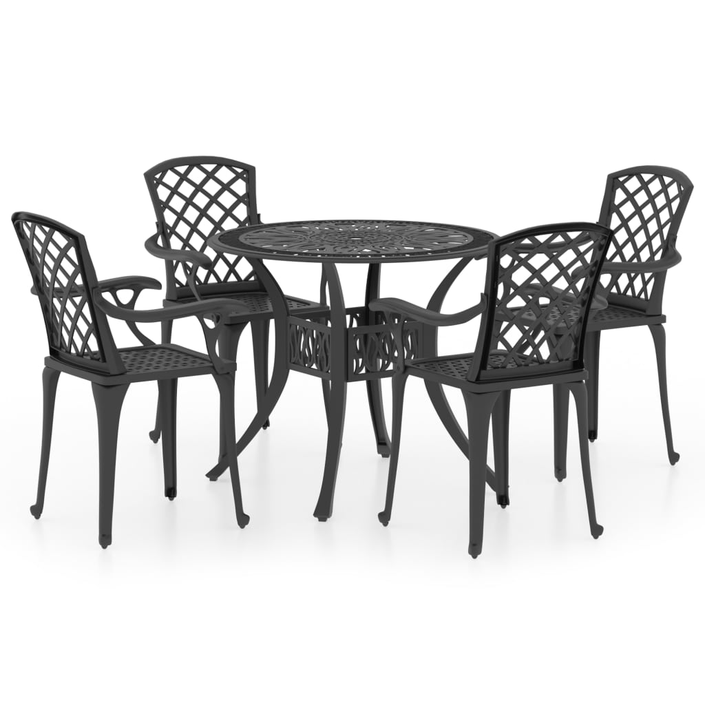 vidaXL mesa y sillas de bistró 5 piezas aluminio fundido negro