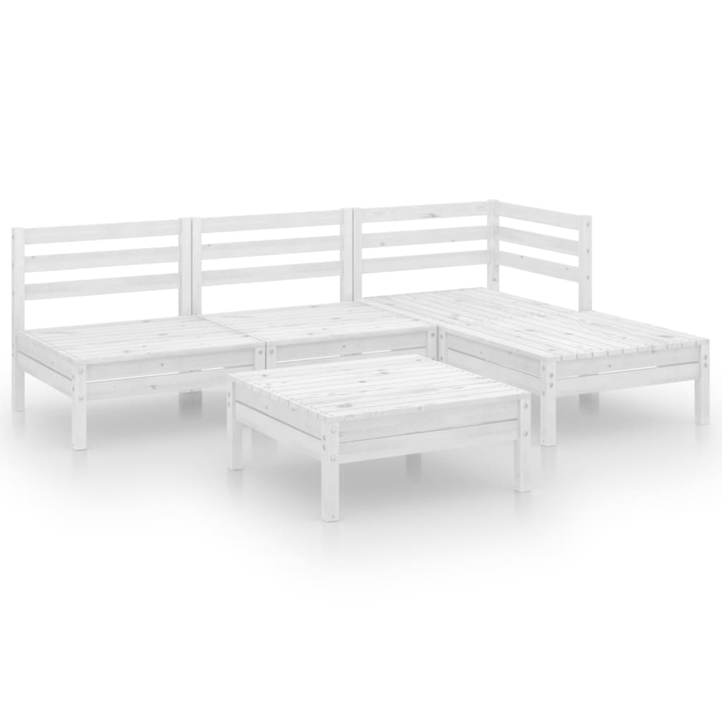 vidaXL juego de muebles de jardín 5 piezas madera maciza pino blanco