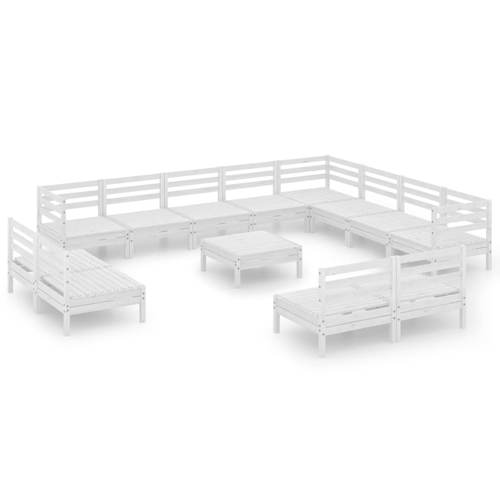 vidaXL juego de muebles de jardín 13 piezas madera maciza pino blanco