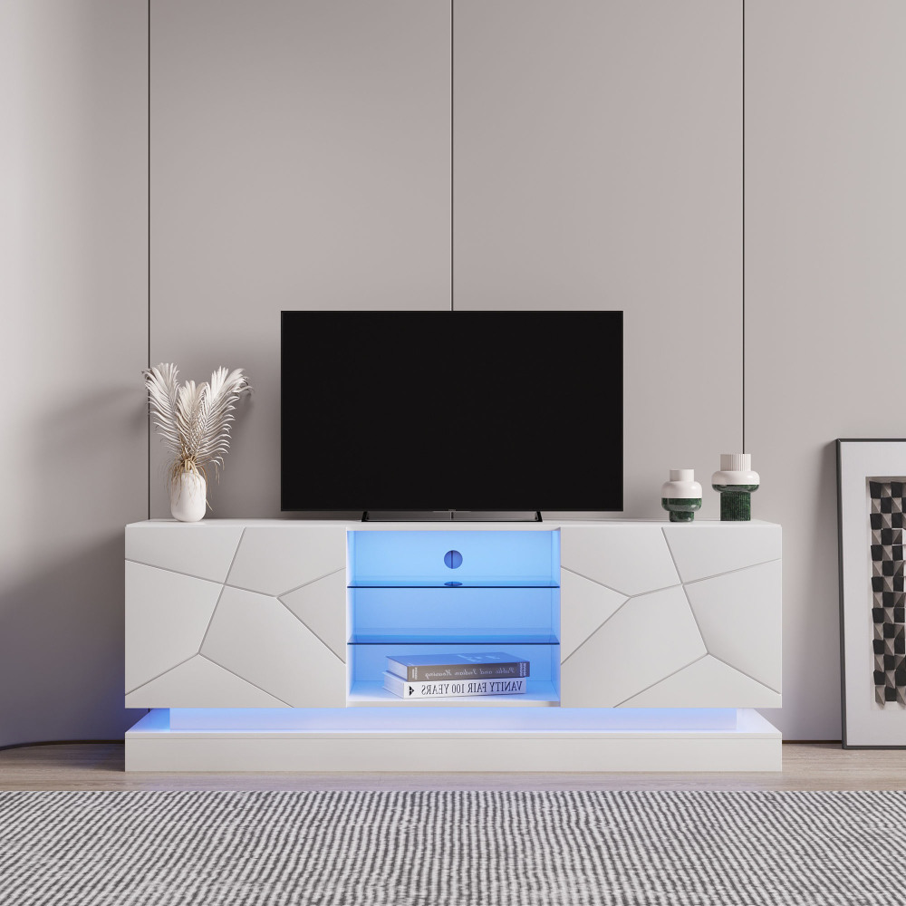 Mueble de tv para salón 2 puertas blanco mate 60x160x38,5cm
