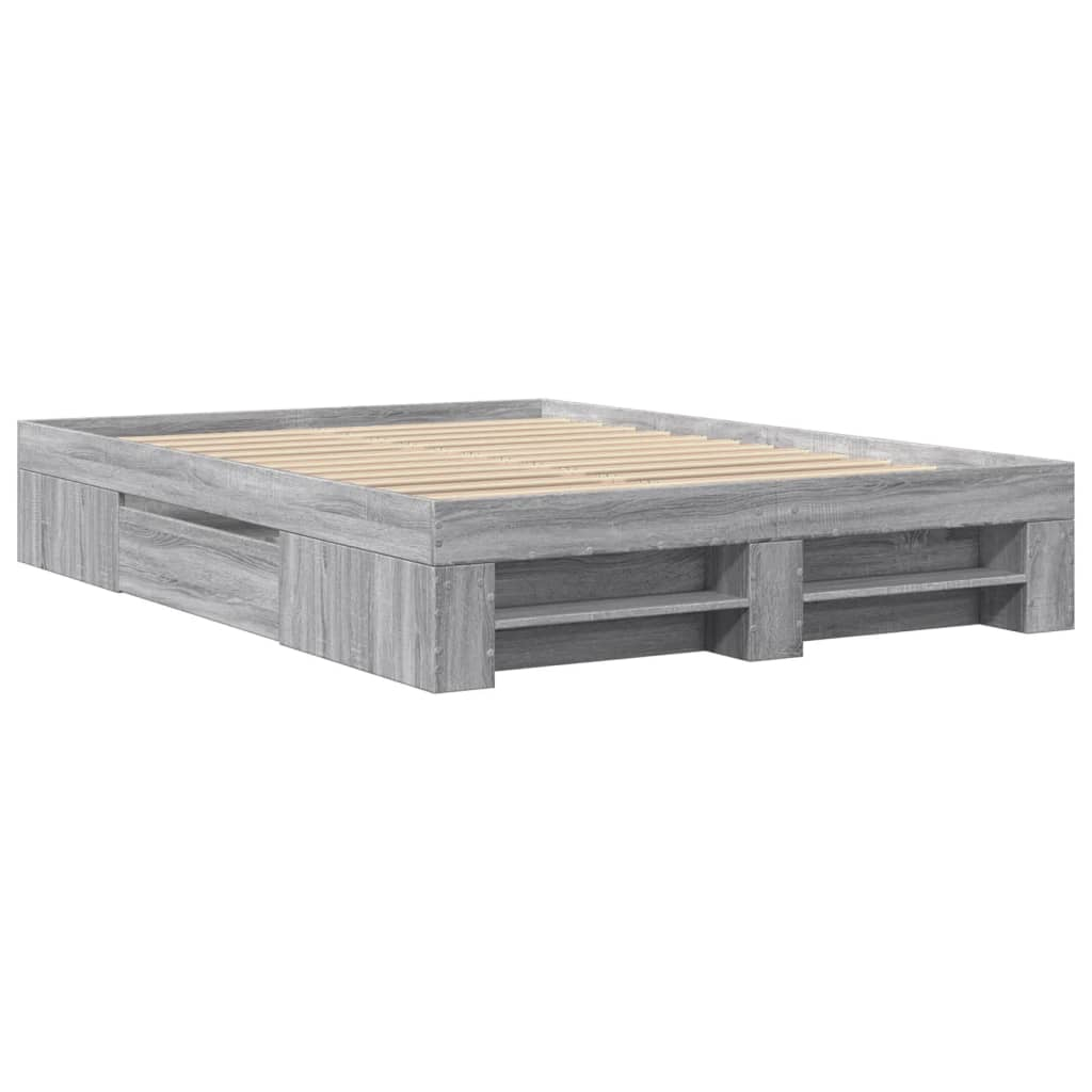 vidaXL estructura de cama madera de ingeniería gris sonoma 135x190 cm