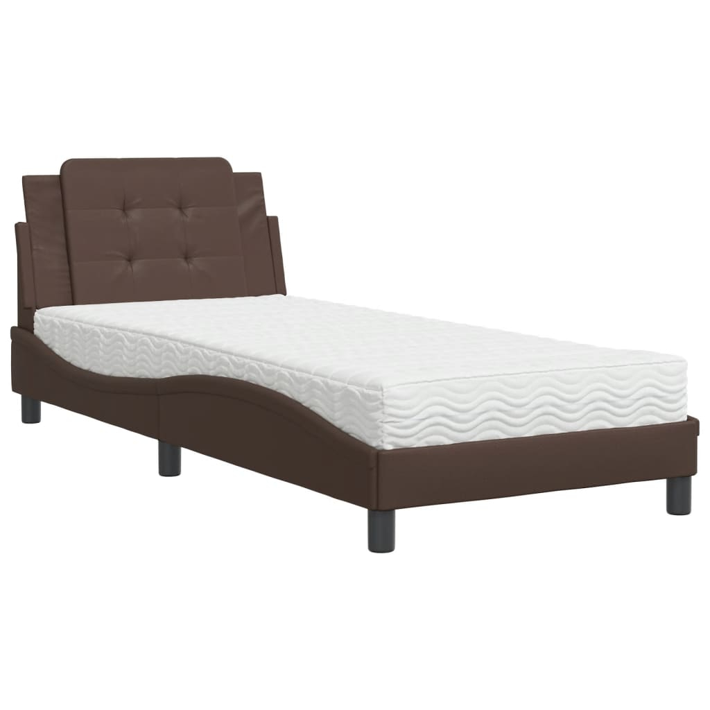 vidaXL estructura de cama sin colchón zadar cuero sintético marrón 80x200